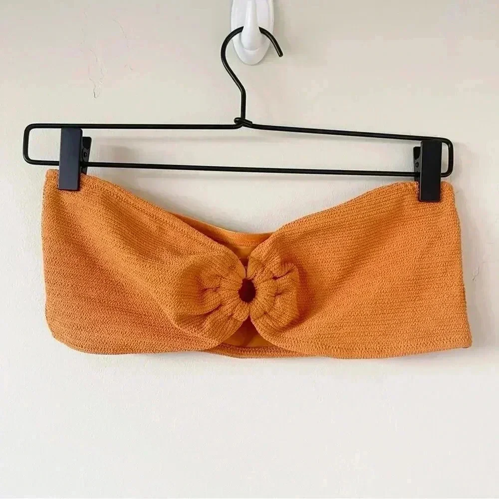 Topshop Crinkle Ring Bandeau Bikini Top Size 10 NWT - Picture 4 of 8